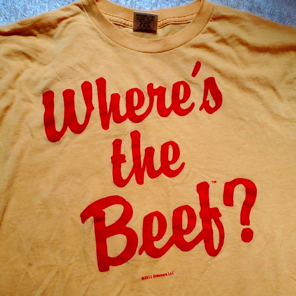 Where's the Beef Wendy's Retro Funny Graphic Tee L